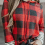 Plaid Striped Long Sleeve Hoodie - Crazy Like a Daisy Boutique #