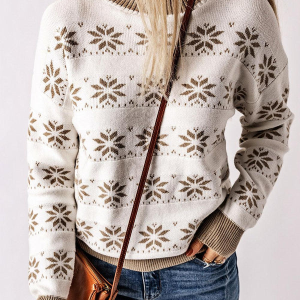 Patterned Ribbed Trim Sweater - Crazy Like a Daisy Boutique #