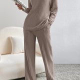 Ribbed V-Neck Top and Pants Set - Crazy Like a Daisy Boutique #