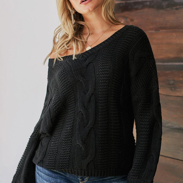 Cable Knit V-Neck Sweater - Crazy Like a Daisy Boutique #