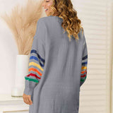 Striped Open Front Dropped Shoulder Cardigan - Crazy Like a Daisy Boutique