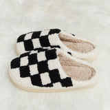 Melody Checkered Print Plush Slide Slippers - Crazy Like a Daisy Boutique #