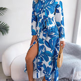 Tied Button Up Long Sleeve Dress - Crazy Like a Daisy Boutique #