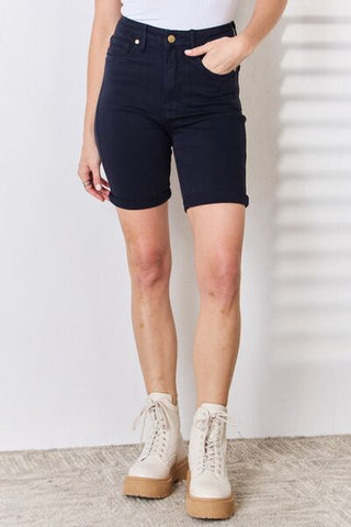 Judy Blue Full Size High Waist Tummy Control Bermuda Shorts - Crazy Like a Daisy Boutique