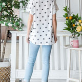 Heimish Full Size Star Print Short Sleeve V-Neck Waffle Knit T-Shirt - Crazy Like a Daisy Boutique