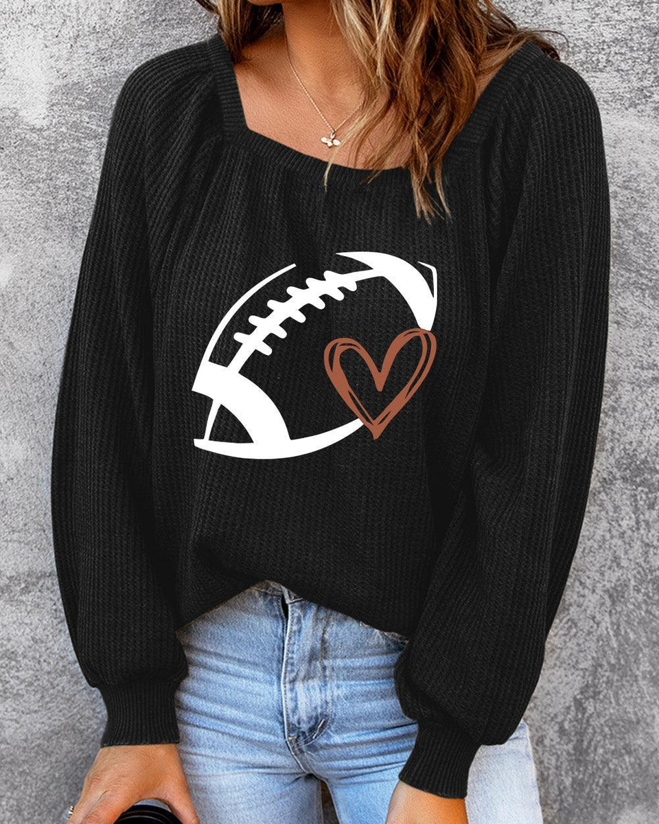 Football Graphic Ribbed Top - Crazy Like a Daisy Boutique