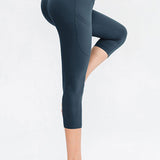 Wide Waistband Cropped Active Leggings with Pockets - Crazy Like a Daisy Boutique