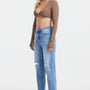 BAYEAS High Waist Distressed Cat's Whiskers Washed Straight Jeans - Crazy Like a Daisy Boutique #