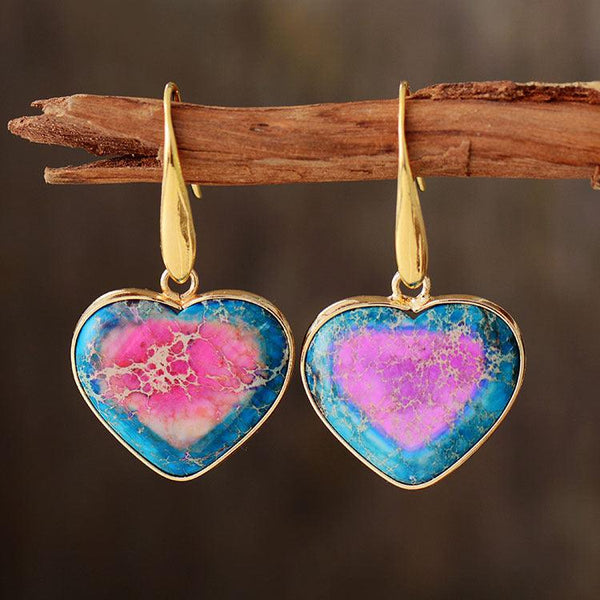 Natural Stone Heart Drop Earrings - Crazy Like a Daisy Boutique #