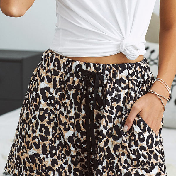 Full Size Leopard Drawstring Waist Shorts with Side Pockets - Crazy Like a Daisy Boutique #