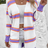 Striped Dropped Shoulder Cardigan - Crazy Like a Daisy Boutique