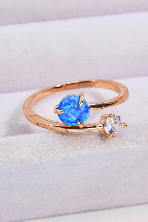 Blue Opal and Zircon Open Ring - Crazy Like a Daisy Boutique #