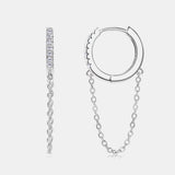 Moissanite 925 Sterling Silver Huggie Earrings with Chain - Crazy Like a Daisy Boutique #