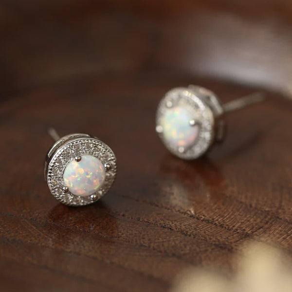 Opal 4-Prong Round Stud Earrings - Crazy Like a Daisy Boutique