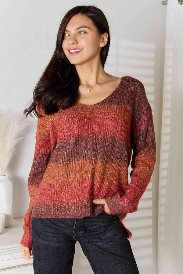 Gradient V-Neck Sweater - Crazy Like a Daisy Boutique #