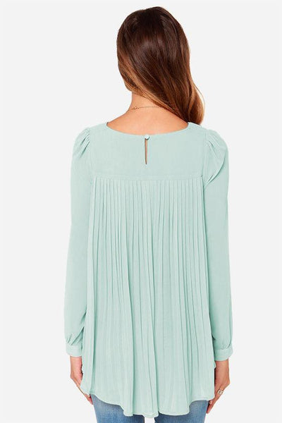Full Size Round Neck Back Pleated Blouse - Crazy Like a Daisy Boutique #