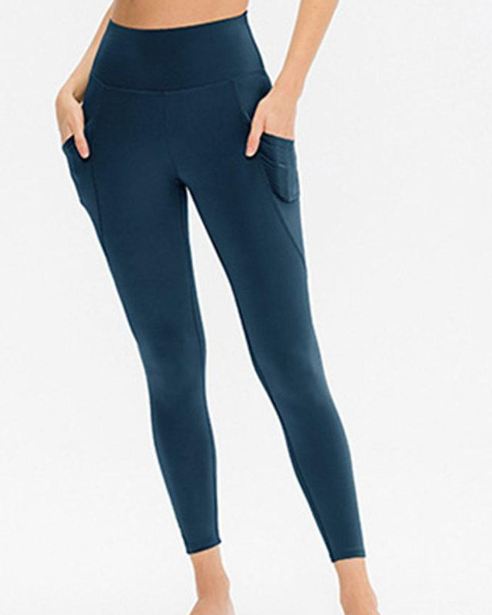 Slim Fit Long Active Leggings with Pockets - Crazy Like a Daisy Boutique