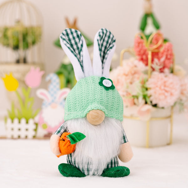 Easter Plaid Knitted Hat Faceless Doll with Rabbit Ears - Crazy Like a Daisy Boutique #
