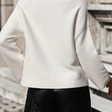 Mock Neck Dropped Shoulder Pullover Sweater - Crazy Like a Daisy Boutique #