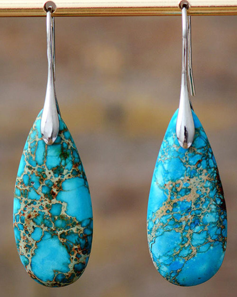 Handmade Teardrop Shape Natural Stone Dangle Earrings - Crazy Like a Daisy Boutique