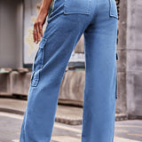 Buttoned High Waist Loose Fit Pants - Crazy Like a Daisy Boutique