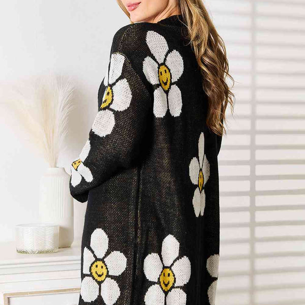 Double Take Floral Button Down Longline Cardigan - Crazy Like a Daisy Boutique #