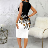 Printed Notched Sleeveless Wrap Dress - Crazy Like a Daisy Boutique