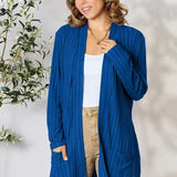 Basic Bae Full Size Ribbed Open Front Cardigan with Pockets - Crazy Like a Daisy Boutique #
