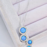 Blue Opal Round Pendant Chain-Link Necklace - Crazy Like a Daisy Boutique