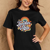 Simply Love Full Size TEACHER VIBES Graphic Cotton T-Shirt - Crazy Like a Daisy Boutique
