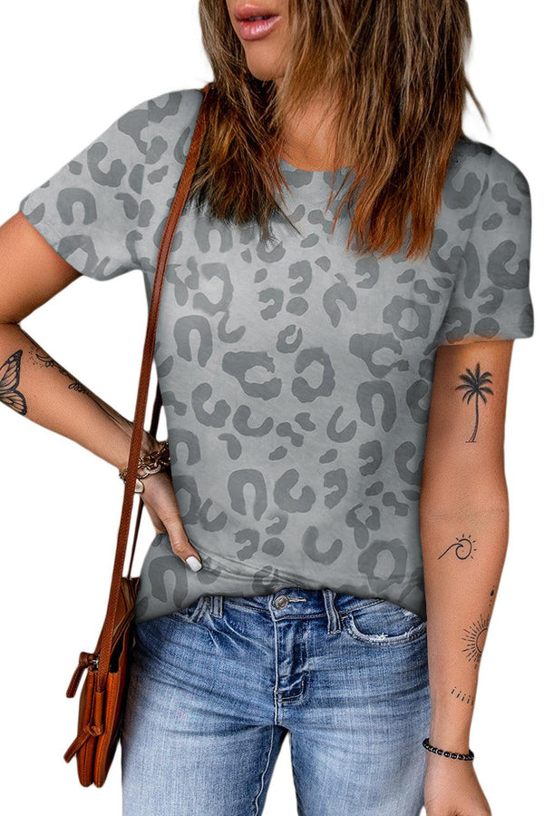 Leopard Round Neck Tee - Crazy Like a Daisy Boutique
