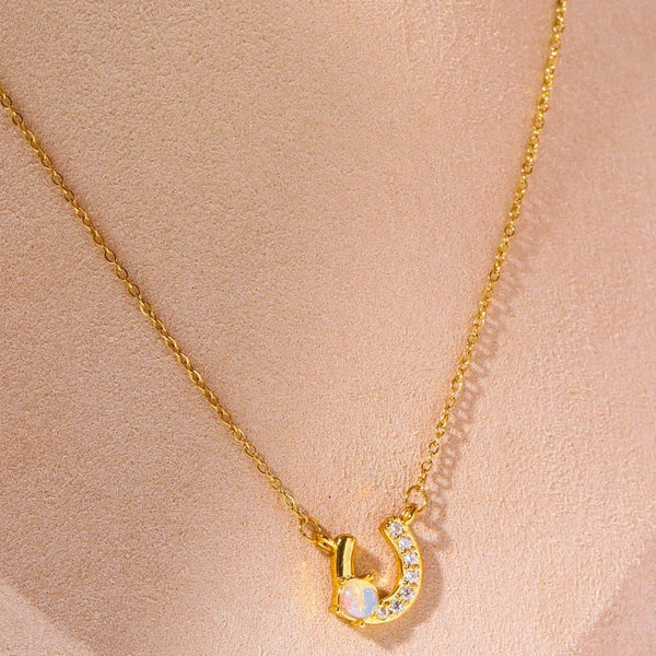 Horseshoe Shape Copper 14K Gold Plated Pendant Necklace - Crazy Like a Daisy Boutique #