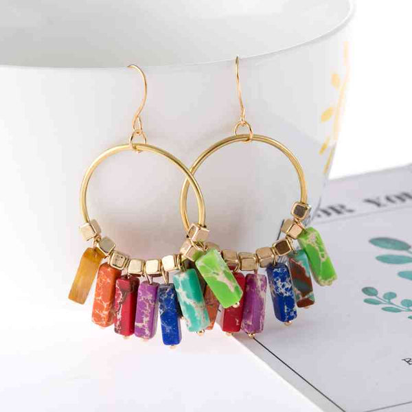 Multicolored Stone Dangle Earrings - Crazy Like a Daisy Boutique #