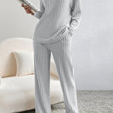 Ribbed V-Neck Top and Pants Set - Crazy Like a Daisy Boutique