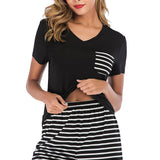 Striped Short Sleeve Top and Shorts Lounge Set - Crazy Like a Daisy Boutique #