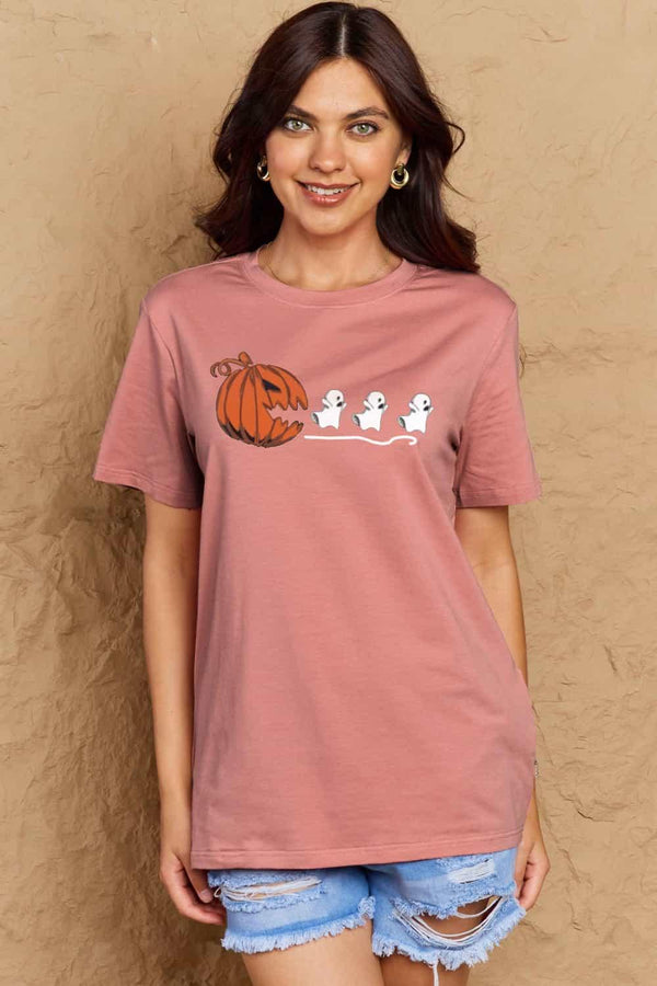 Simply Love Full Size Jack-O'-Lantern Graphic Cotton Tee - Crazy Like a Daisy Boutique #