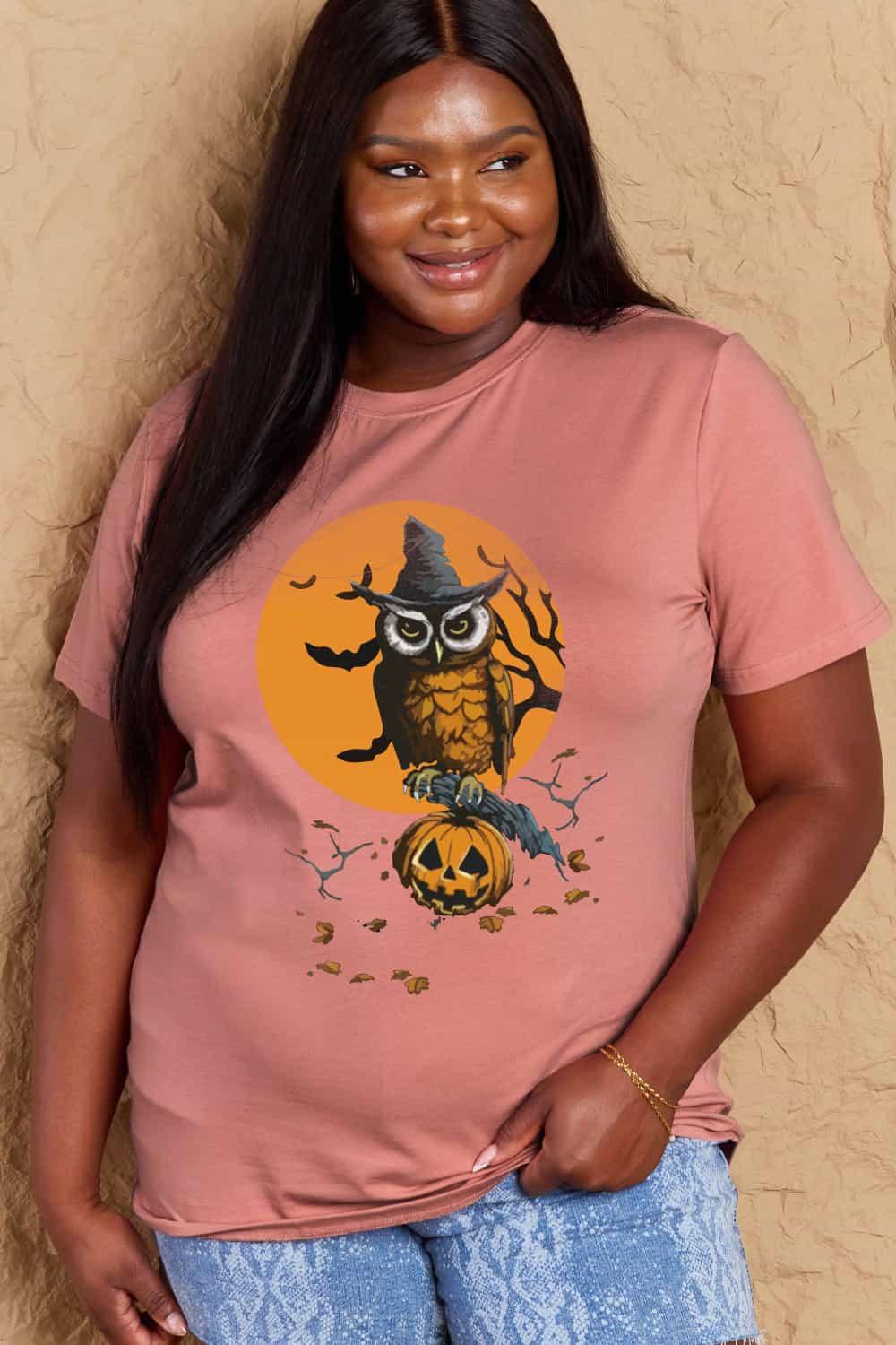 Simply Love Full Size Holloween Theme Graphic Cotton Tee - Crazy Like a Daisy Boutique