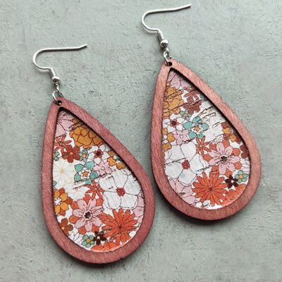 Floral Wood Teardrop Earrings - Crazy Like a Daisy Boutique