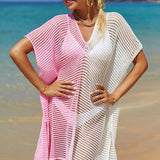 Double Take Openwork Contrast Slit Knit Cover Up - Crazy Like a Daisy Boutique #