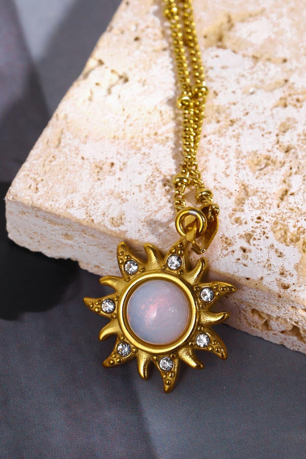 Opal Sun Pendant Stainless Steel Necklace - Crazy Like a Daisy Boutique #