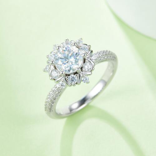 1 Carat Moissanite 925 Sterling Silver Flower Shape Ring - Crazy Like a Daisy Boutique #