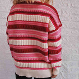 Striped Drop Shoulder Round Neck Sweater - Crazy Like a Daisy Boutique #