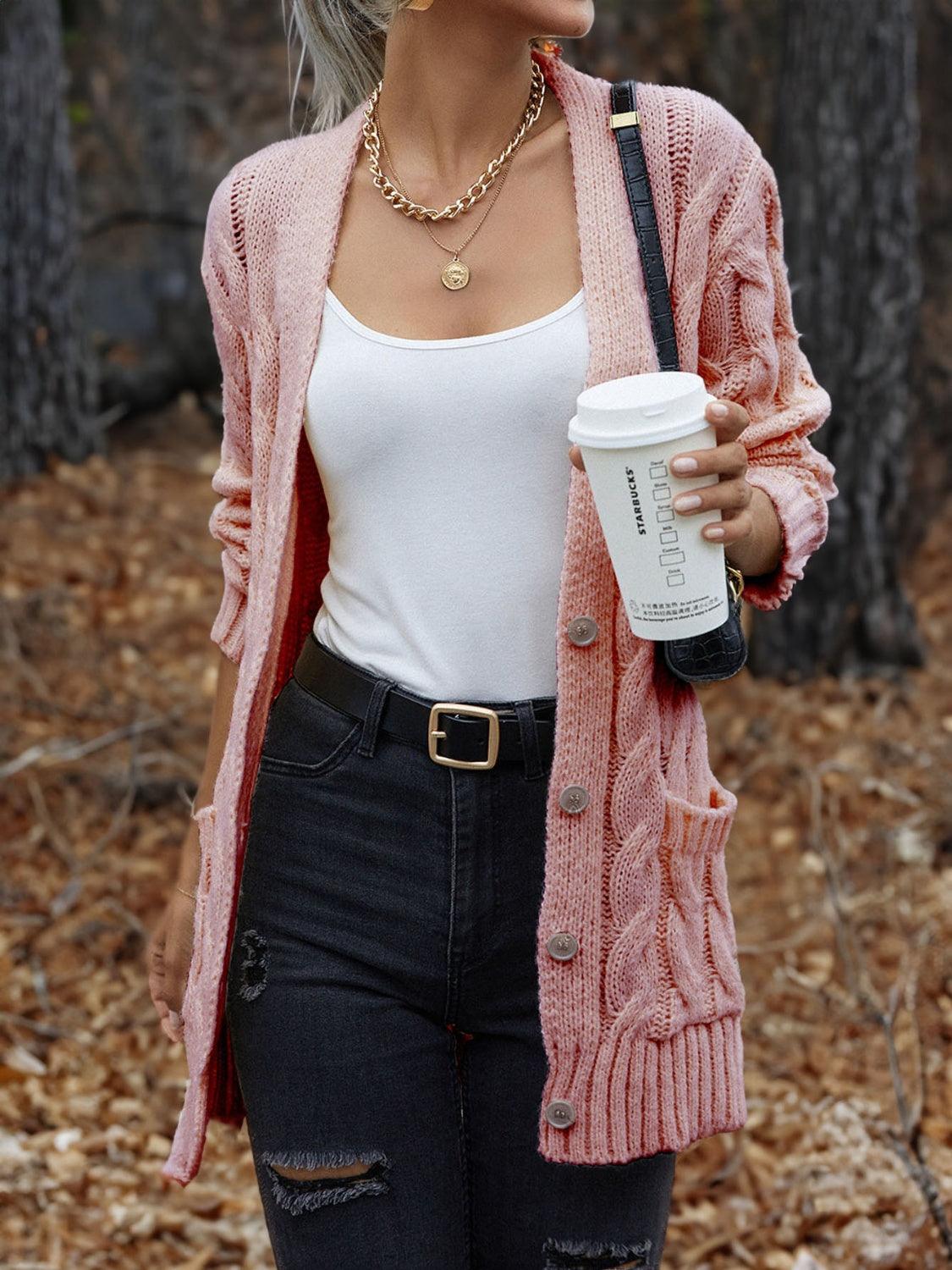 Cable-Knit Button Down Cardigan - Crazy Like a Daisy Boutique #