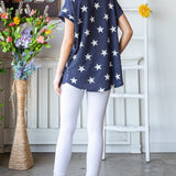 Heimish Full Size Star Print V-Neck Short Sleeve T-Shirt - Crazy Like a Daisy Boutique #