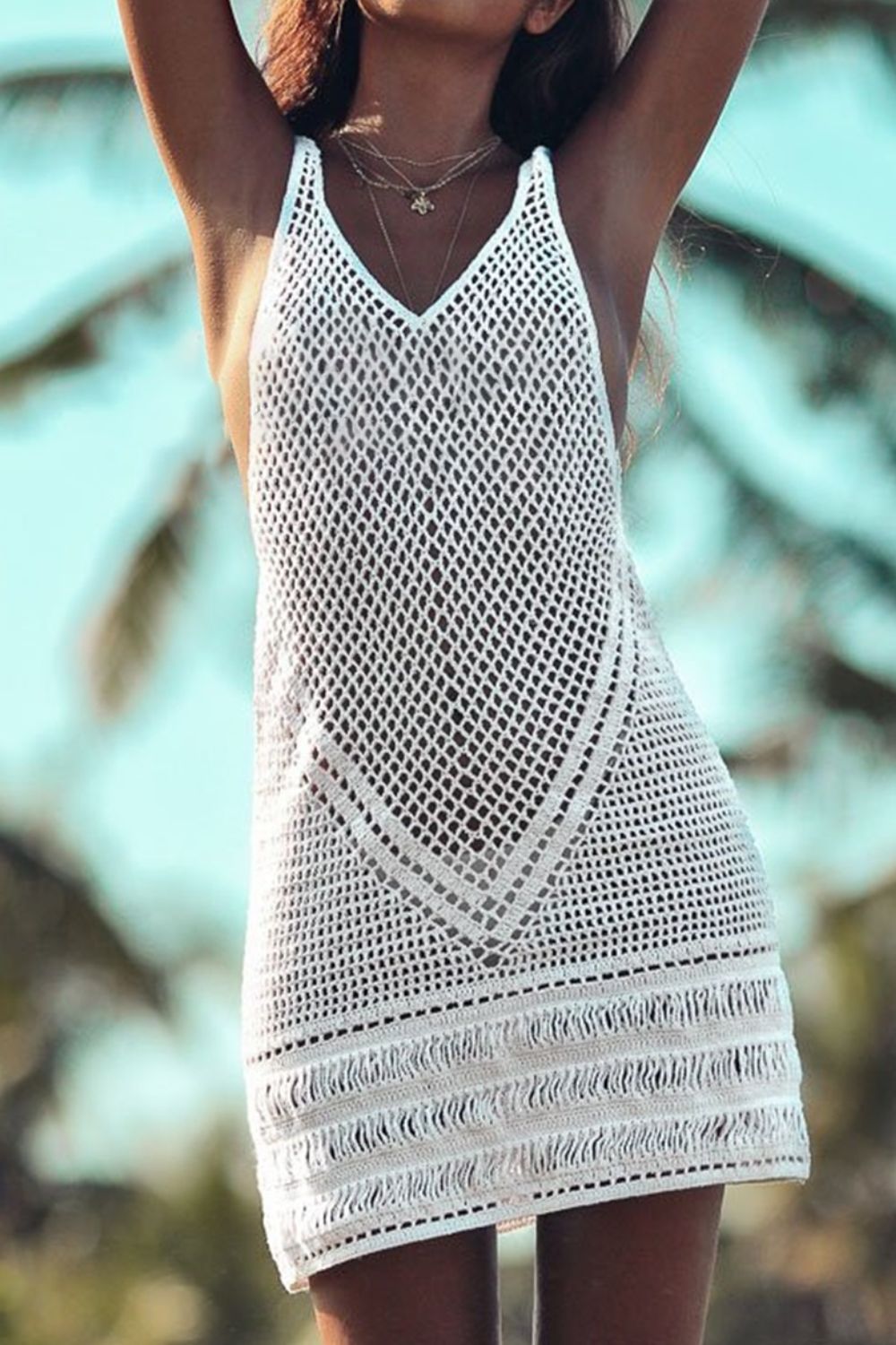 Double Take Openwork V-Neck Tank Knit Cover Up - Crazy Like a Daisy Boutique #