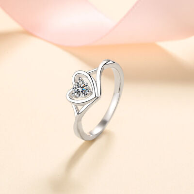 Moissanite Heart 925 Sterling Silver Ring - Crazy Like a Daisy Boutique