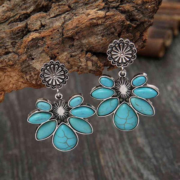 Artificial Turquoise Flower Earrings - Crazy Like a Daisy Boutique #