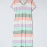 Color Block V-Neck Short Sleeve Slit Dress with Pockets - Crazy Like a Daisy Boutique