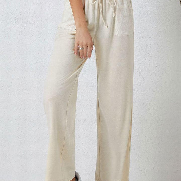 Smocked Waist Drawstring Pocketed Pants - Crazy Like a Daisy Boutique