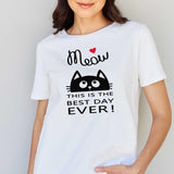 Simply Love Full Size MEOW THIS IS THE BEST DAY EVER! Graphic Cotton T-Shirt - Crazy Like a Daisy Boutique